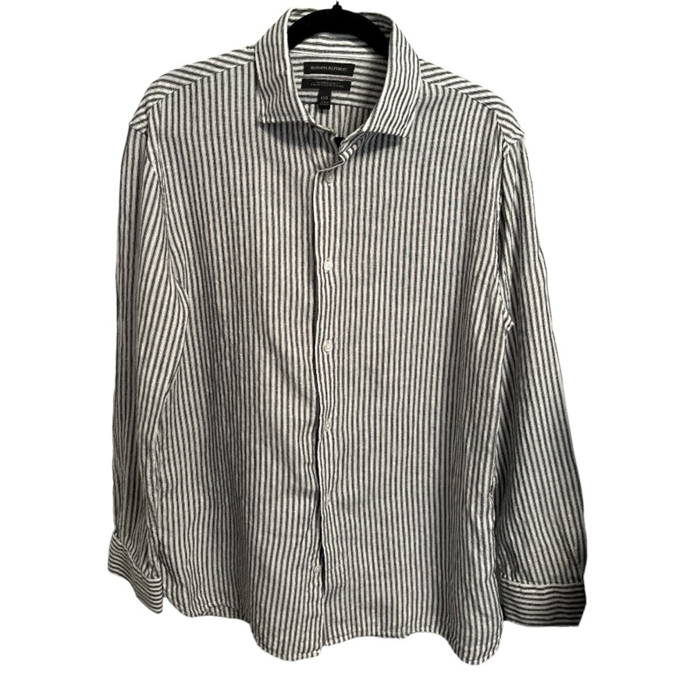 Banana Republic Linen Blend Stripped Collared Shirt